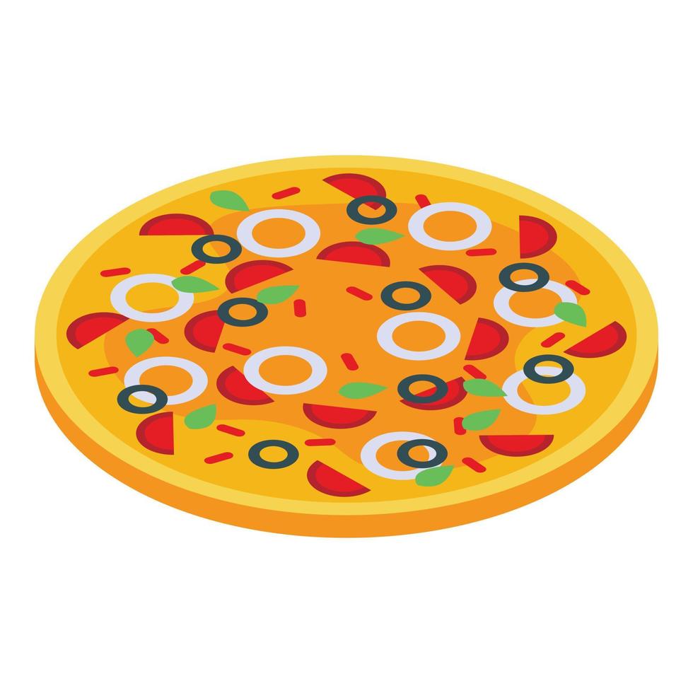 Wurst-Oliven-Pizza-Symbol, isometrischer Stil vektor
