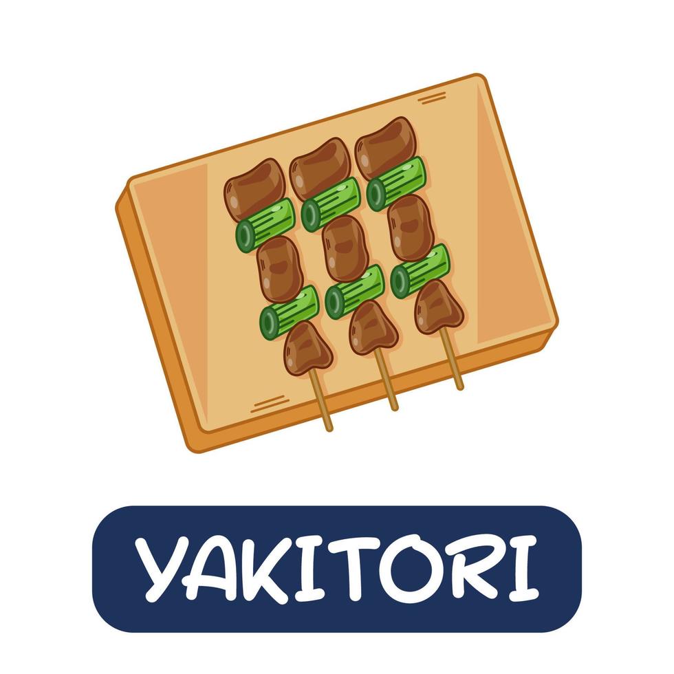 tecknad serie yakitori, japansk mat vektor isolerat på vit bakgrund