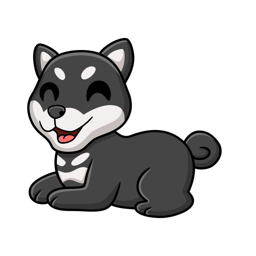 söt svart shiba inu hund tecknad serie Sammanträde vektor