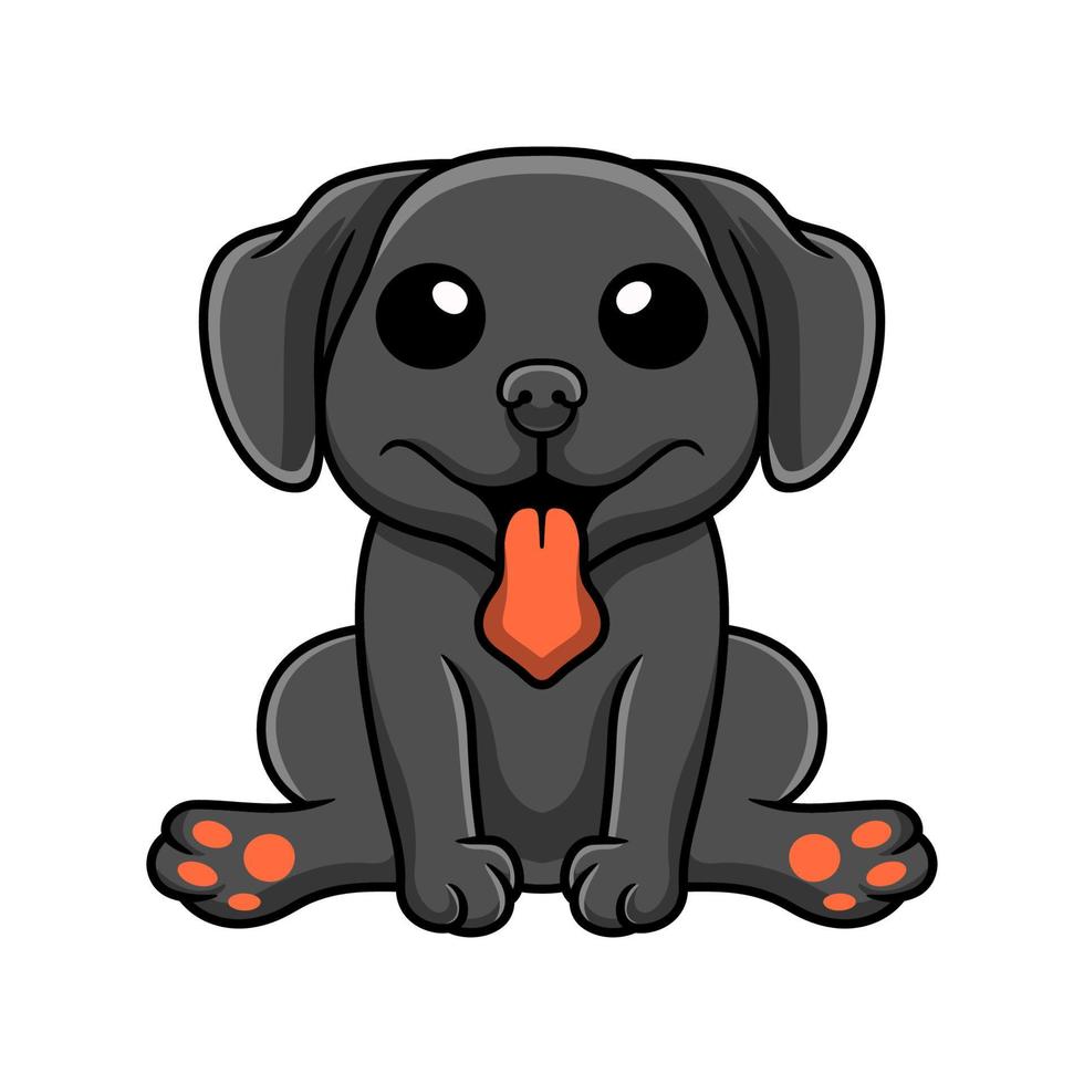 söt svart labrador hund tecknad serie Sammanträde vektor