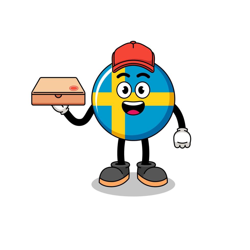 Sverige flagga illustration som en pizza deliveryman vektor