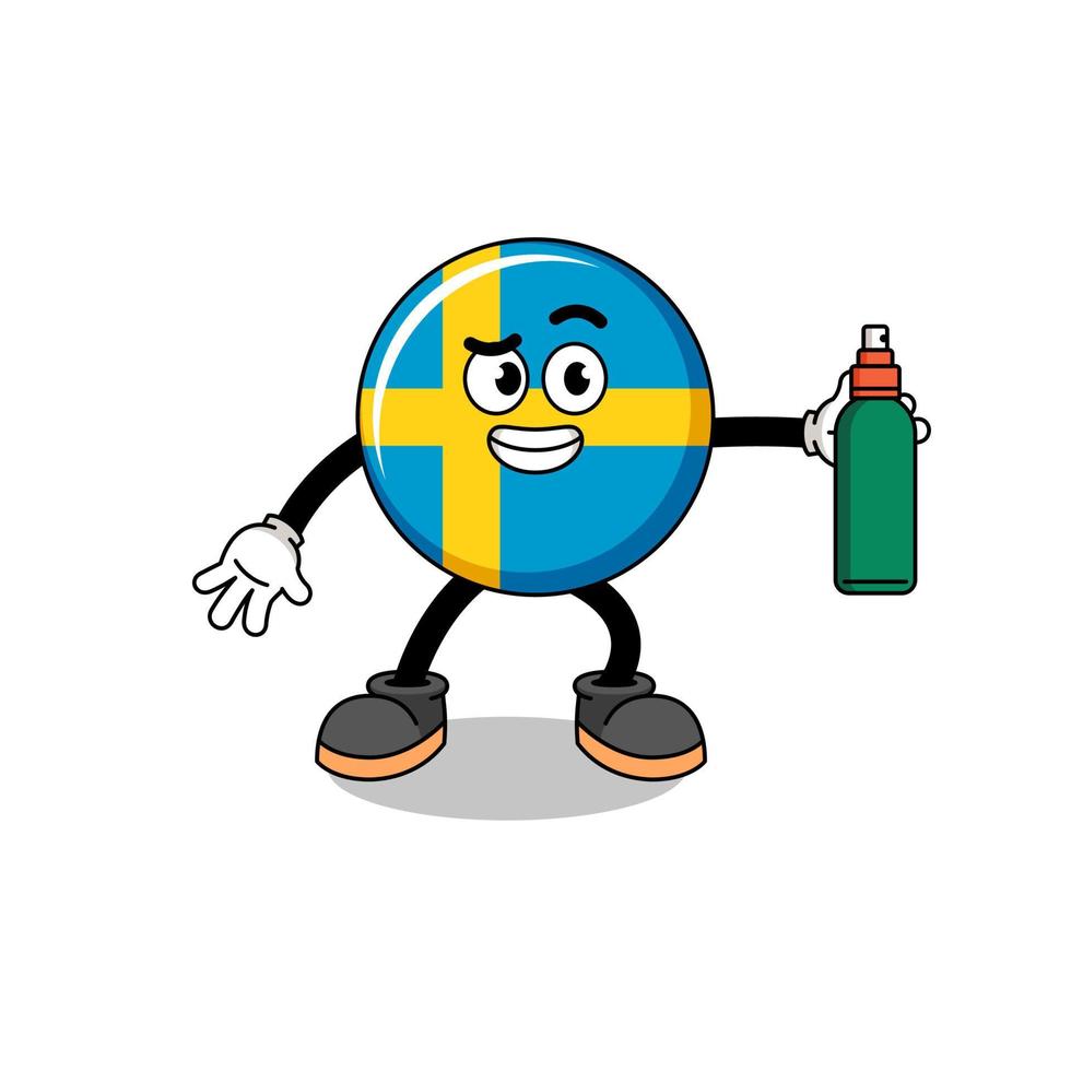 Sverige flagga illustration tecknad serie innehav mygga frånstötande vektor