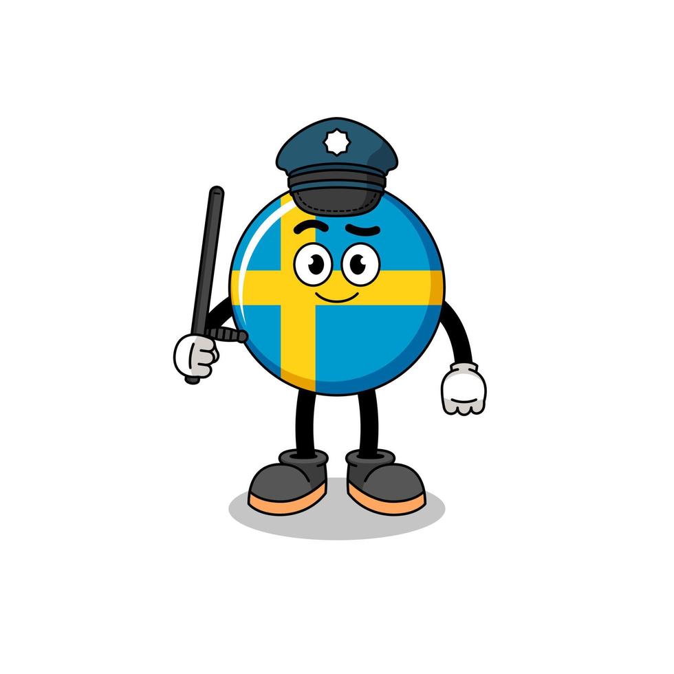 Cartoon-Illustration der schwedischen Flaggenpolizei vektor