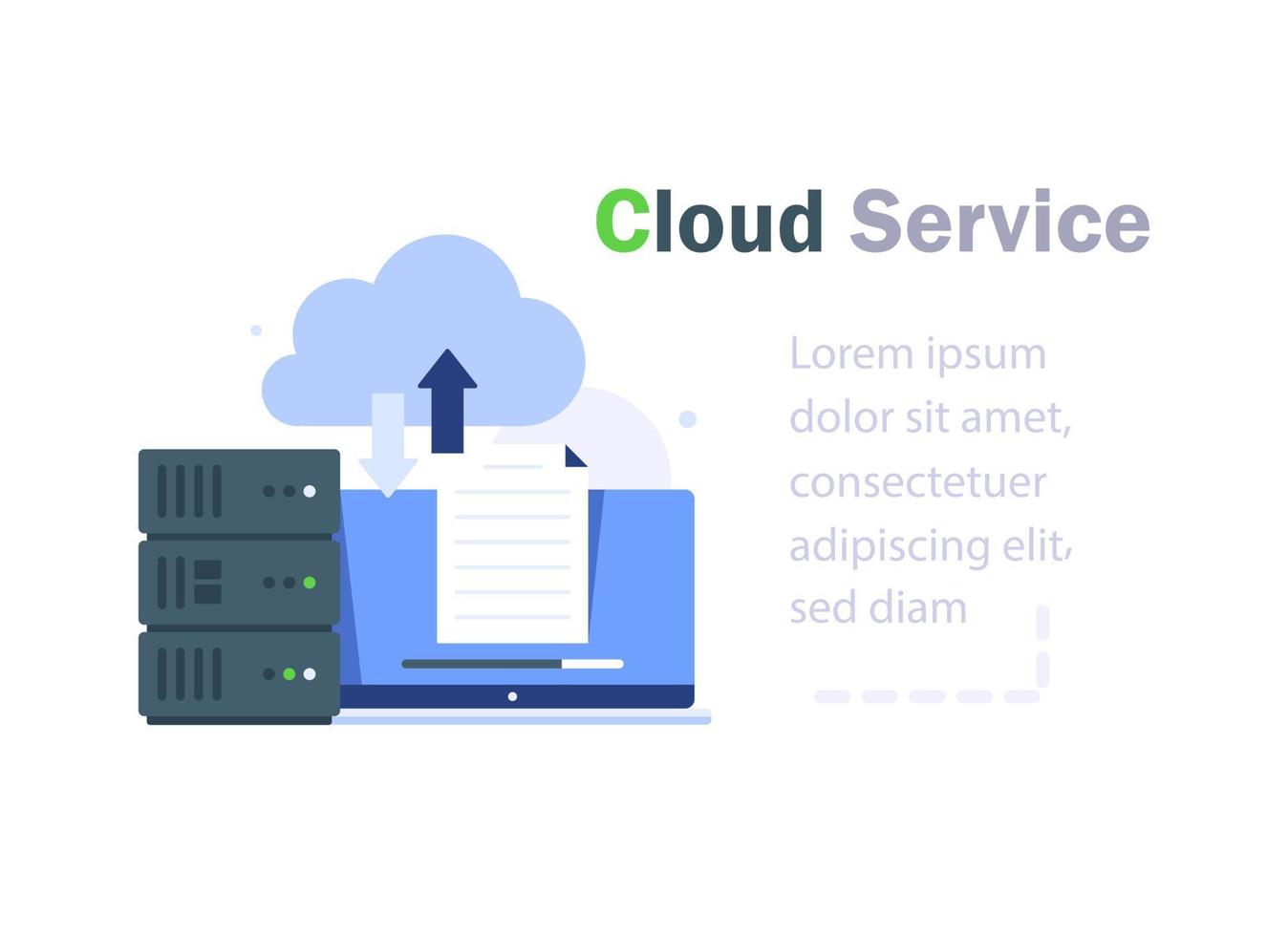 datenbankschutz in der cloud, rechenzentrum sicher, cloud-speicher-landingpage-website vektor