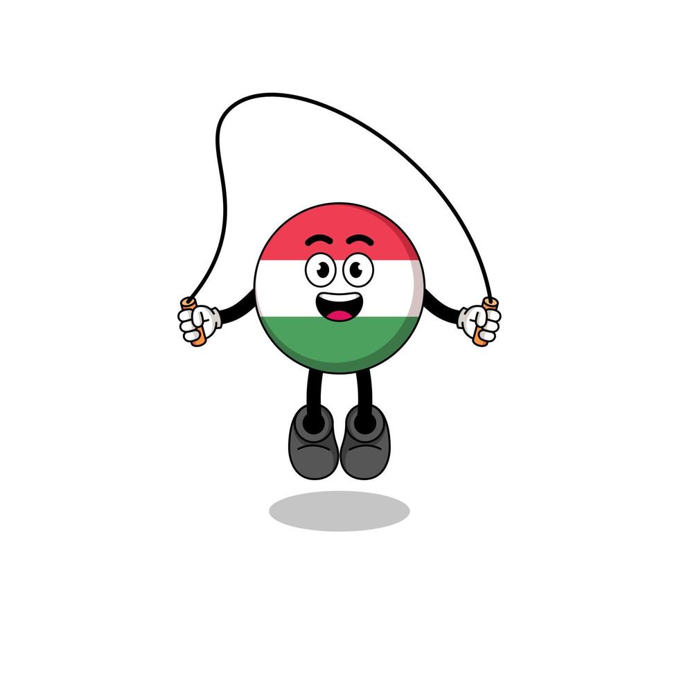 Maskottchen-Karikatur der ungarischen Flagge spielt Springseil vektor