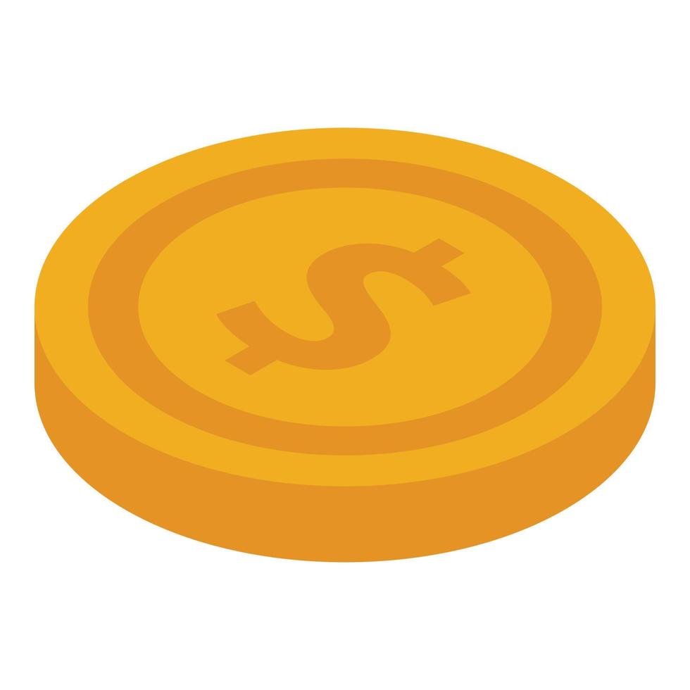 guld mynt ikon, isometrisk stil vektor