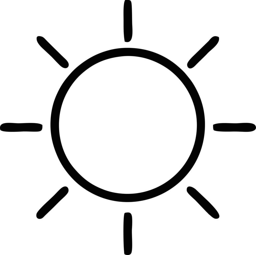 Sonnensymbol auf weißem Hintergrund, Illustration des Sonnensymbolsymbols in Schwarz auf weißem Hintergrund vektor