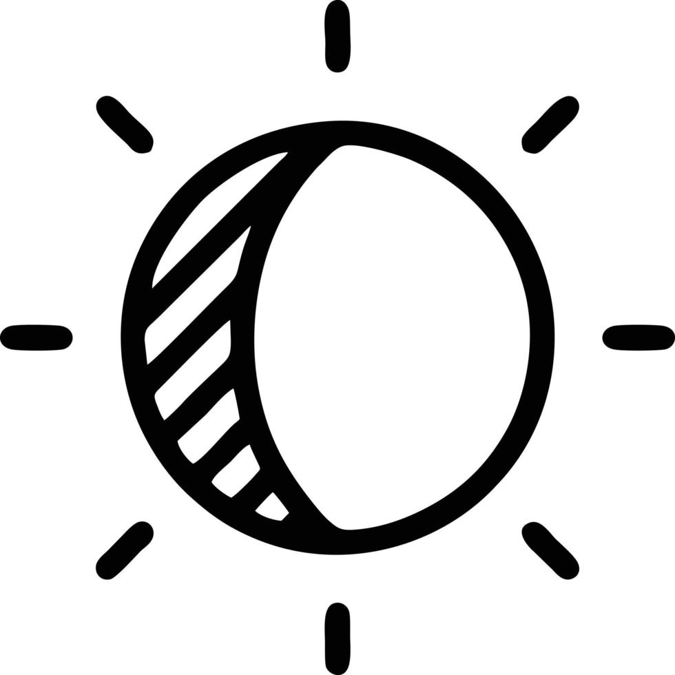 Sol ikon i vit bakgrund, illustration av Sol ikon symbol i svart på vit bakgrund vektor