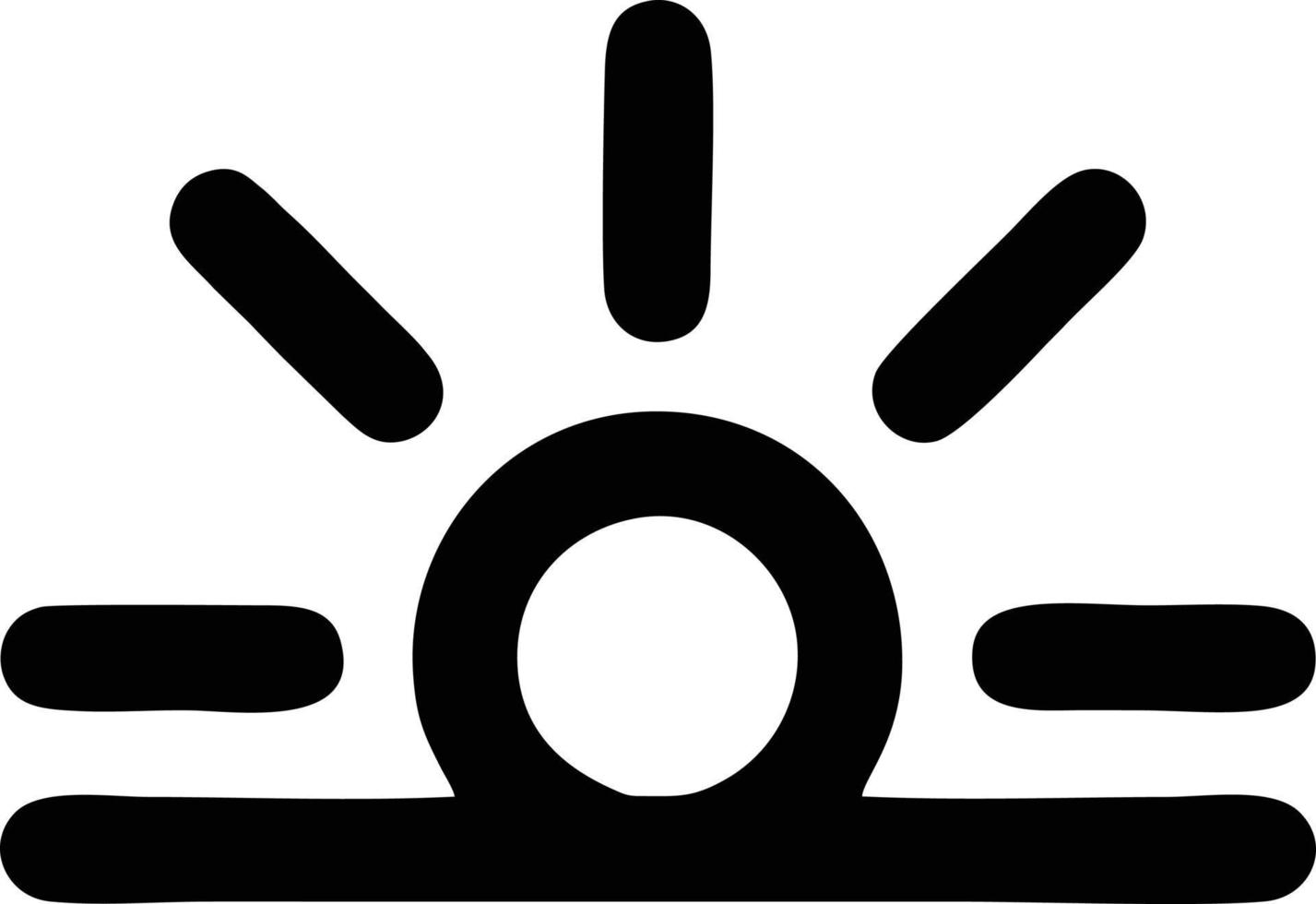 Sonnensymbol auf weißem Hintergrund, Illustration des Sonnensymbolsymbols in Schwarz auf weißem Hintergrund vektor