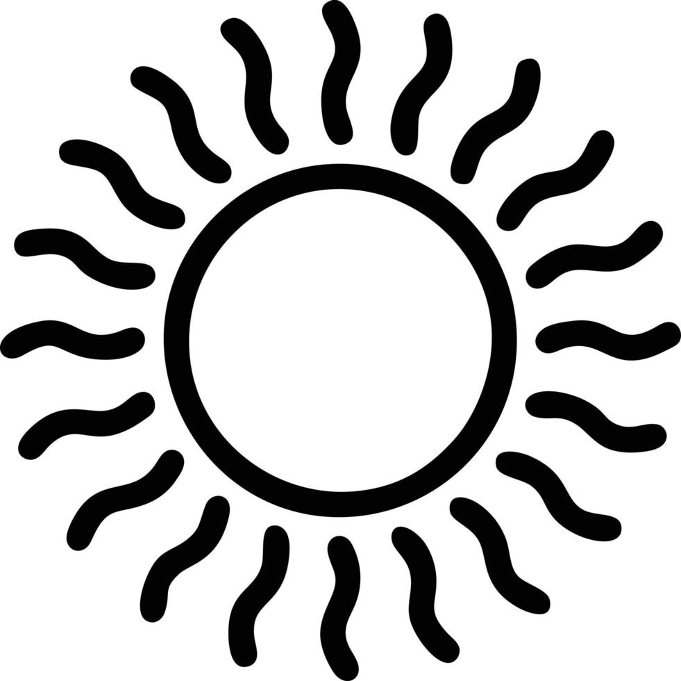 Sonnensymbol auf weißem Hintergrund, Illustration des Sonnensymbolsymbols in Schwarz auf weißem Hintergrund vektor