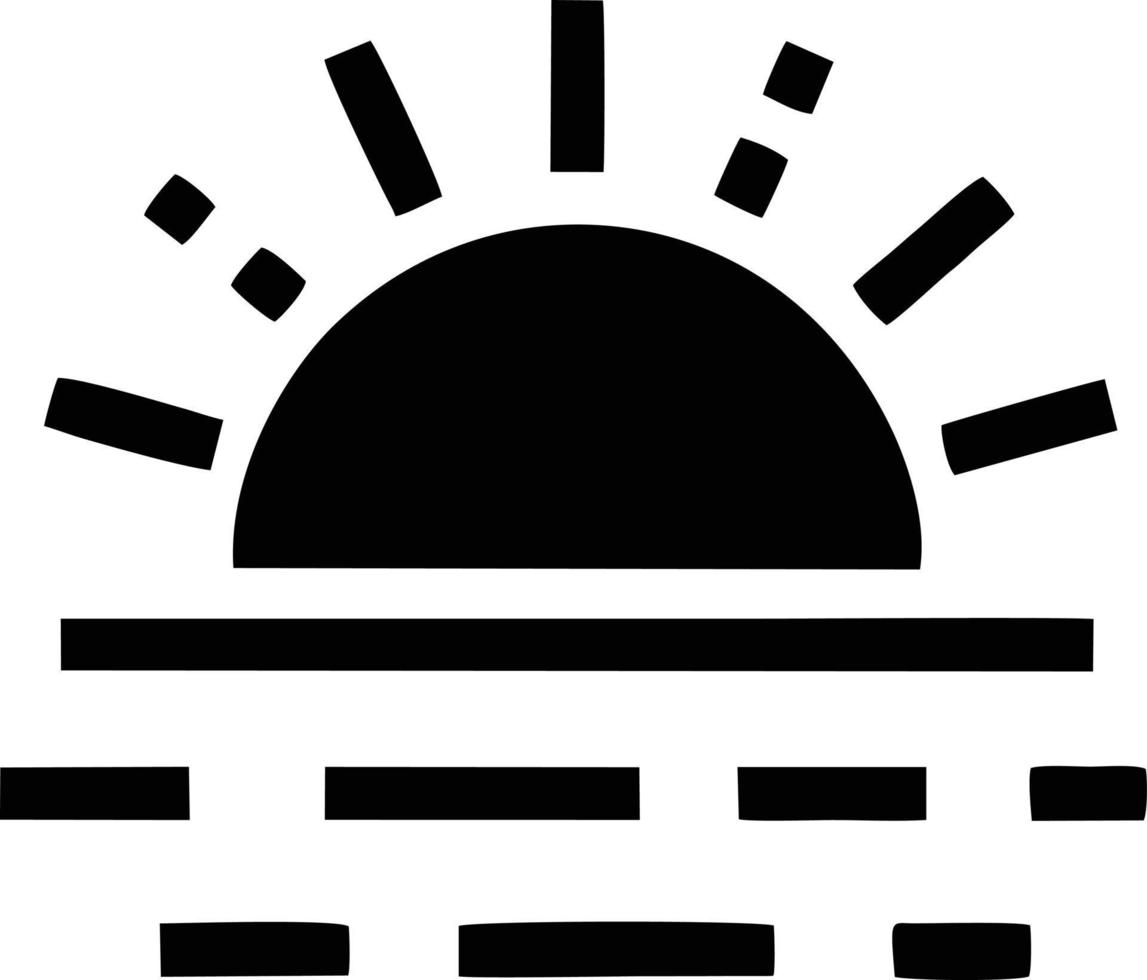 Sonnensymbol auf weißem Hintergrund, Illustration des Sonnensymbolsymbols in Schwarz auf weißem Hintergrund vektor