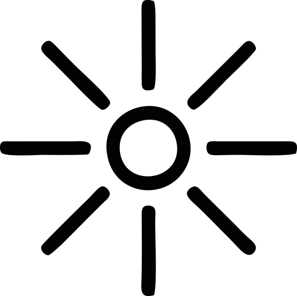 Sol ikon i vit bakgrund, illustration av Sol ikon symbol i svart på vit bakgrund vektor