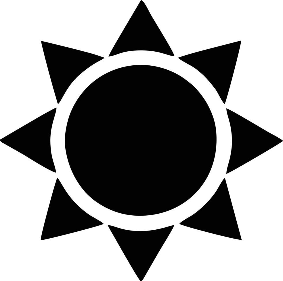 Sol ikon i vit bakgrund, illustration av Sol ikon symbol i svart på vit bakgrund vektor