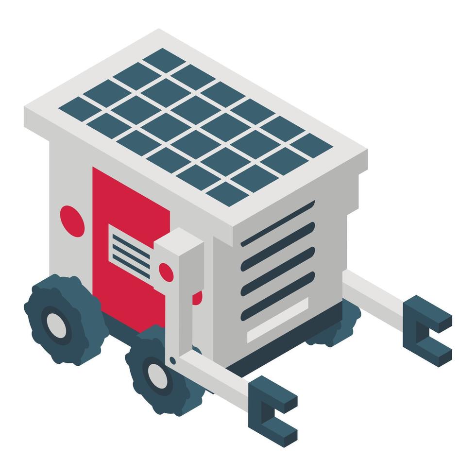 Solarpanel-Farm-Roboter-Symbol, isometrischer Stil vektor