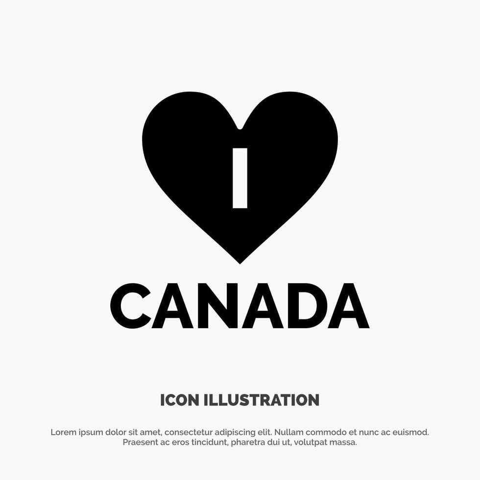 kärlek hjärta kanada fast glyf ikon vektor