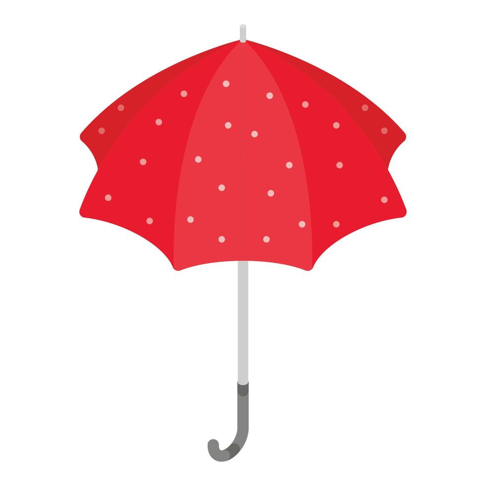 röd vit prickad paraply ikon, isometrisk stil vektor
