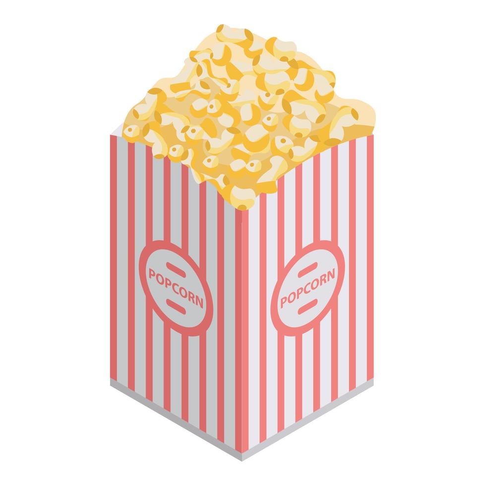 Popcorn-Taschen-Symbol, isometrischer Stil vektor