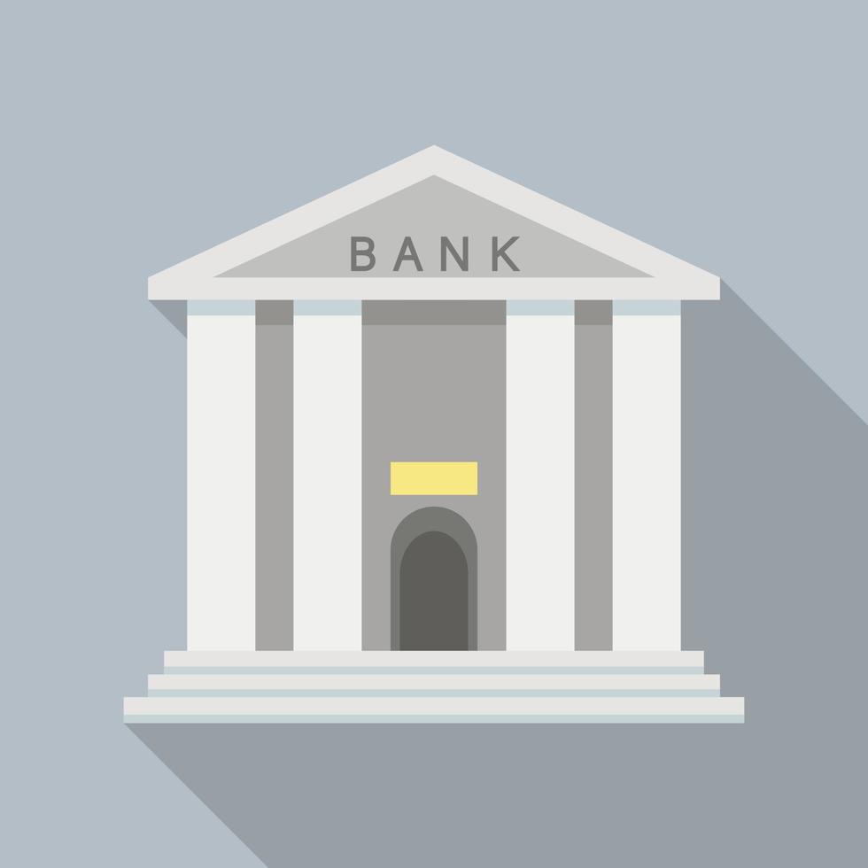 Bankgebäude-Ikone, flacher Stil vektor