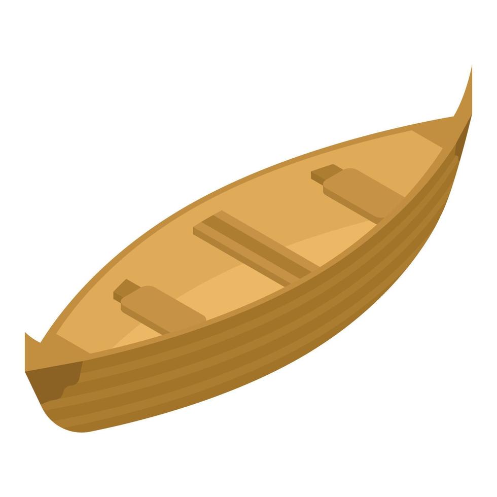 trä båt ikon, isometrisk stil vektor