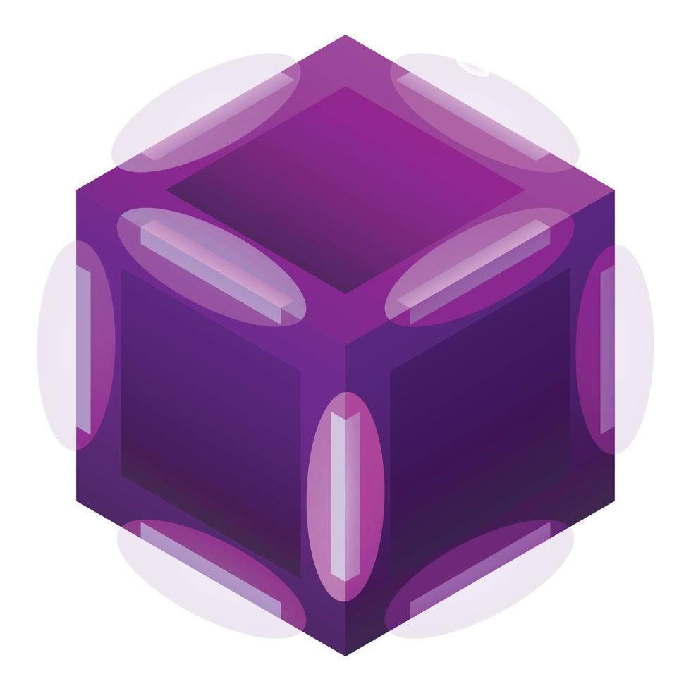 violettes Würfelsymbol, isometrischer Stil vektor
