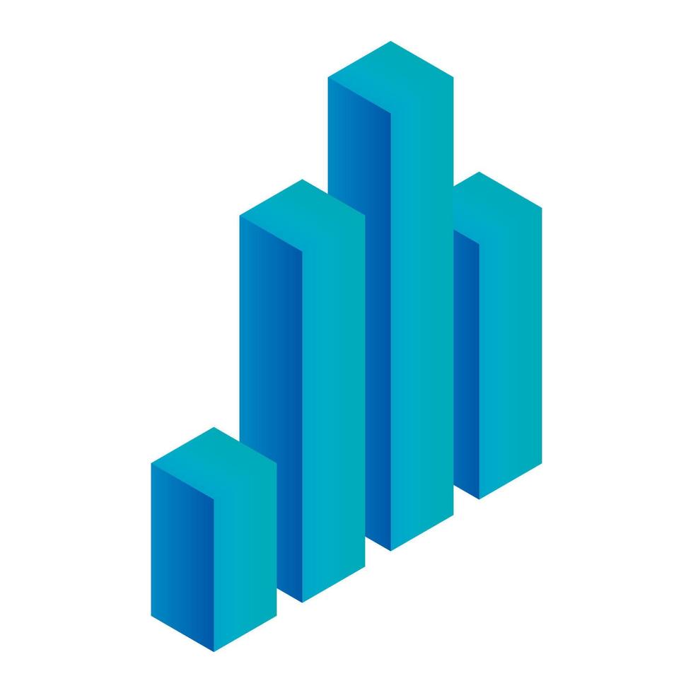 blaues Diagrammspaltensymbol, isometrischer Stil vektor