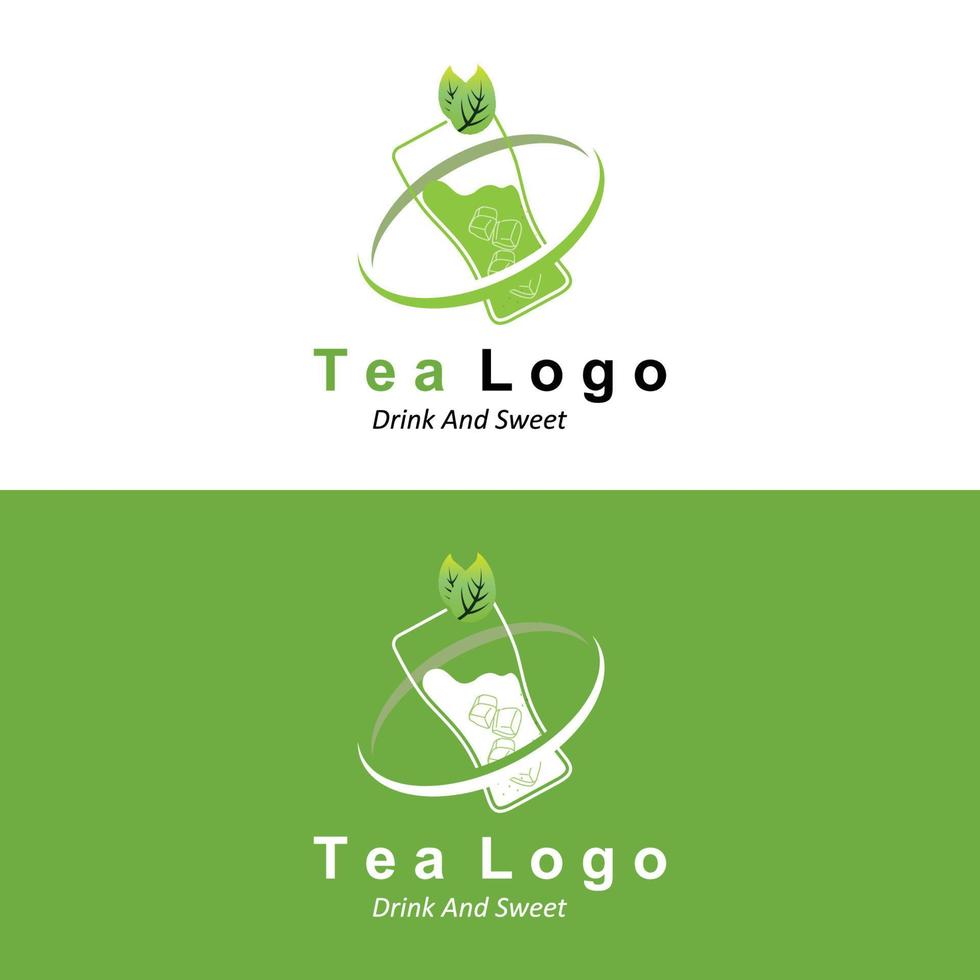 te logotyp design, vektor drink ikon från gröna blad, för hälsa