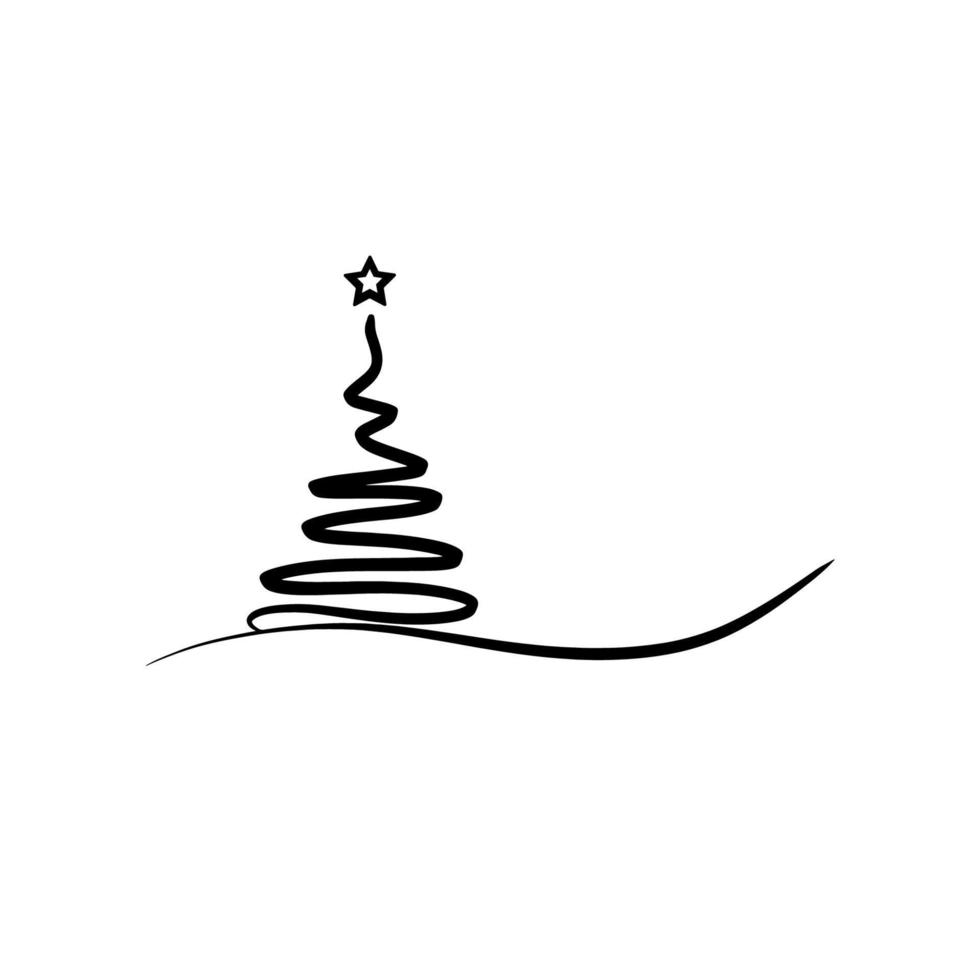 Weihnachtsbaum im Doodle-Stil. hand gezeichnete skizze eines weihnachtsbaums. Vektor-Illustration. isoliert auf weißem Hintergrund. illustration für grafiken, website, logo, symbole, postkarten vektor