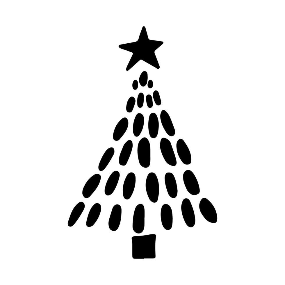 Weihnachtsbaum im Doodle-Stil. hand gezeichnete skizze eines weihnachtsbaums. Vektor-Illustration. isoliert auf weißem Hintergrund. illustration für grafiken, website, logo, symbole, postkarten vektor