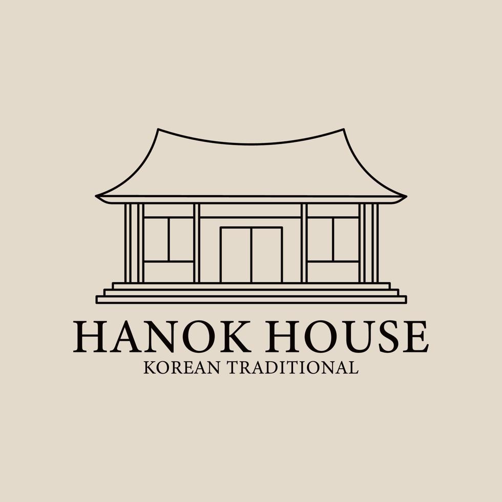 hanok house lineares vektorlogo-illustrationsdesign, traditionelles koreanisches architekturlogokonzept vektor