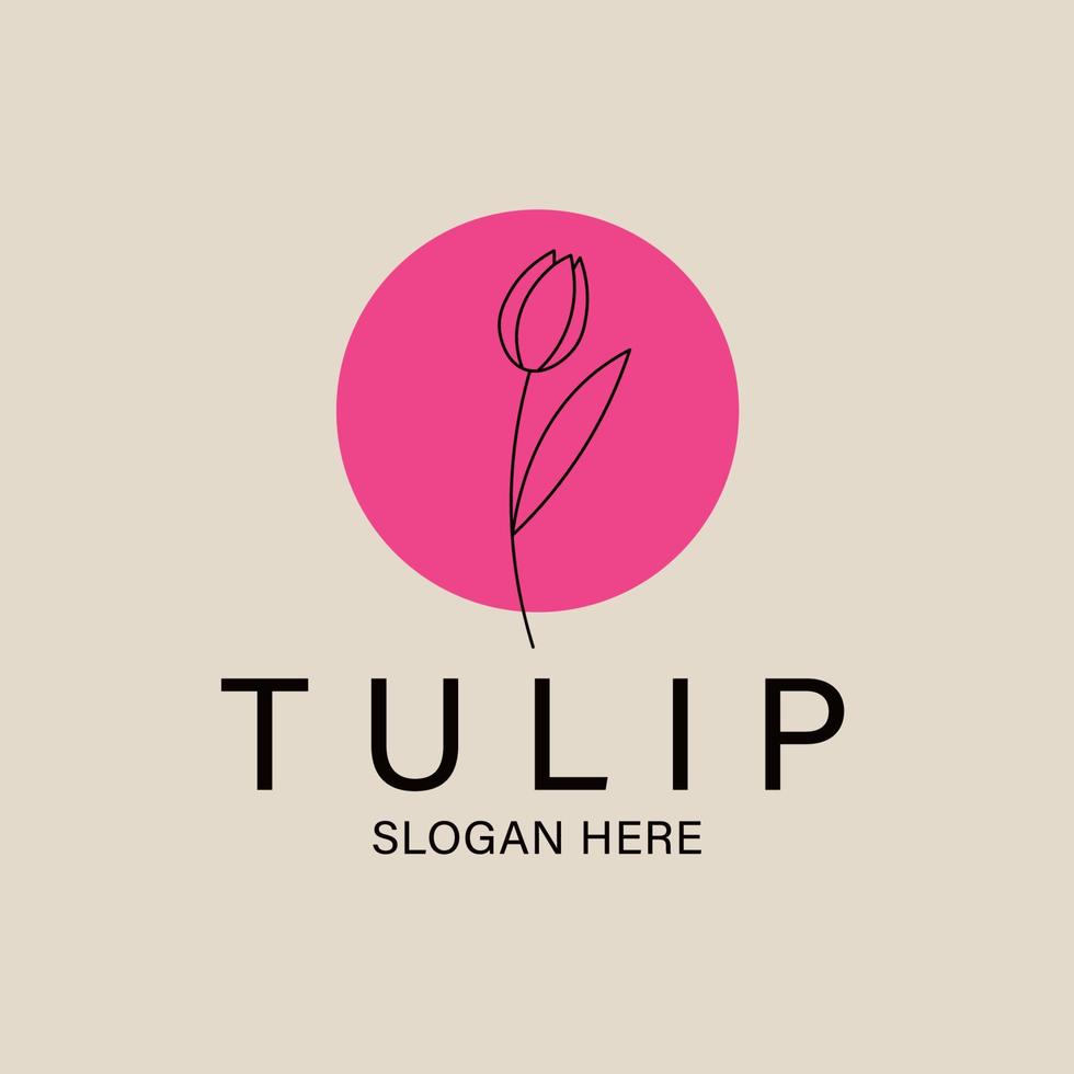 Tulpenblumenlinie Kunstlogo, Ikone und Symbol, Vektorillustrationsdesign vektor