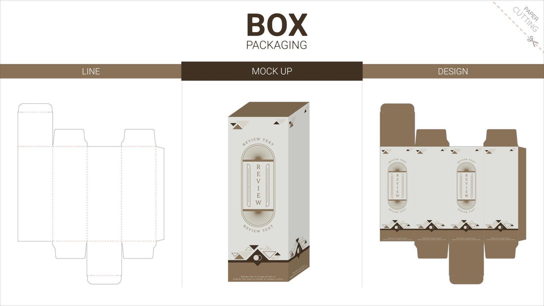 box förpackning och mockup stansad mall vektor