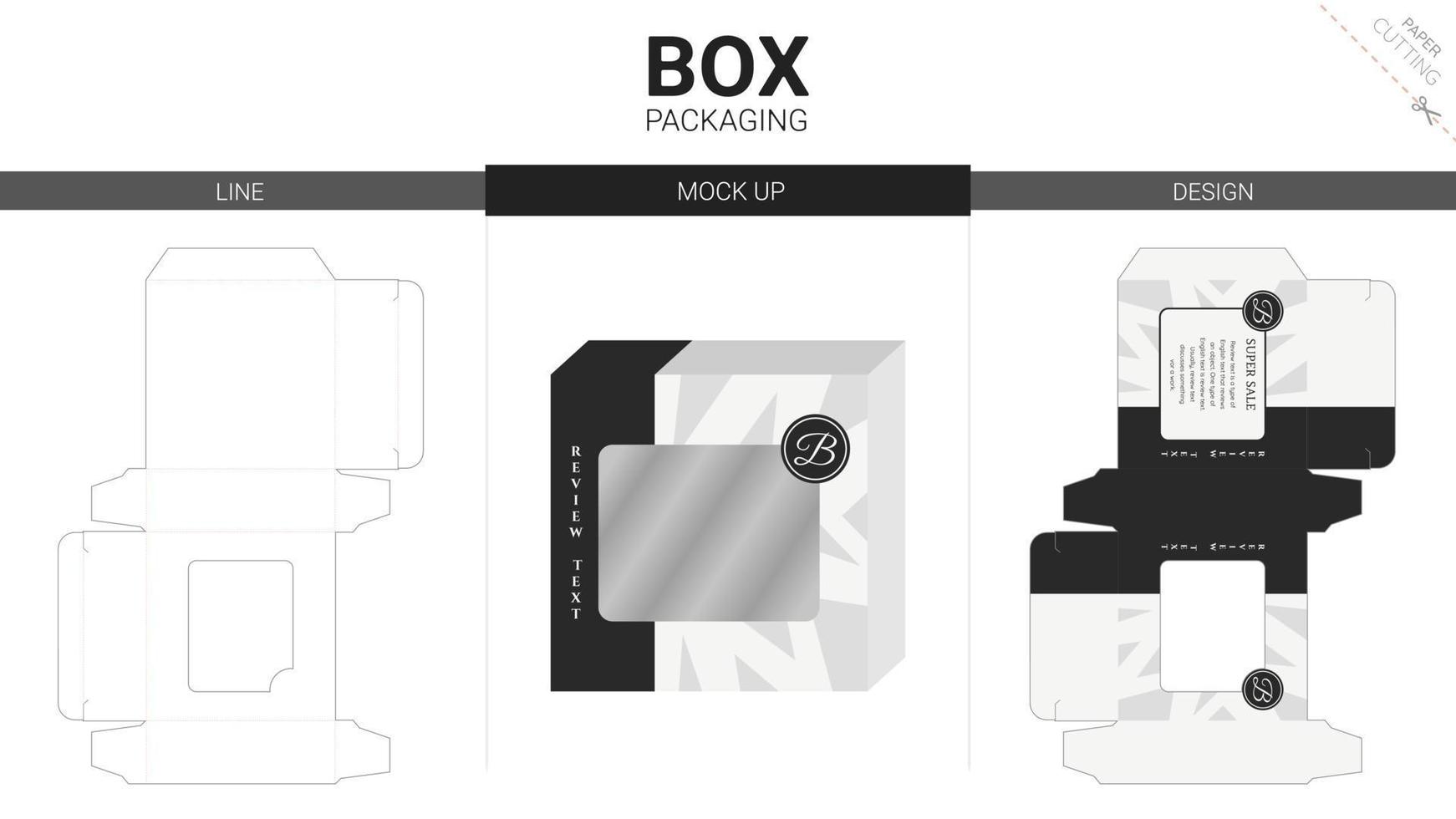 box förpackning och mockup stansad mall vektor