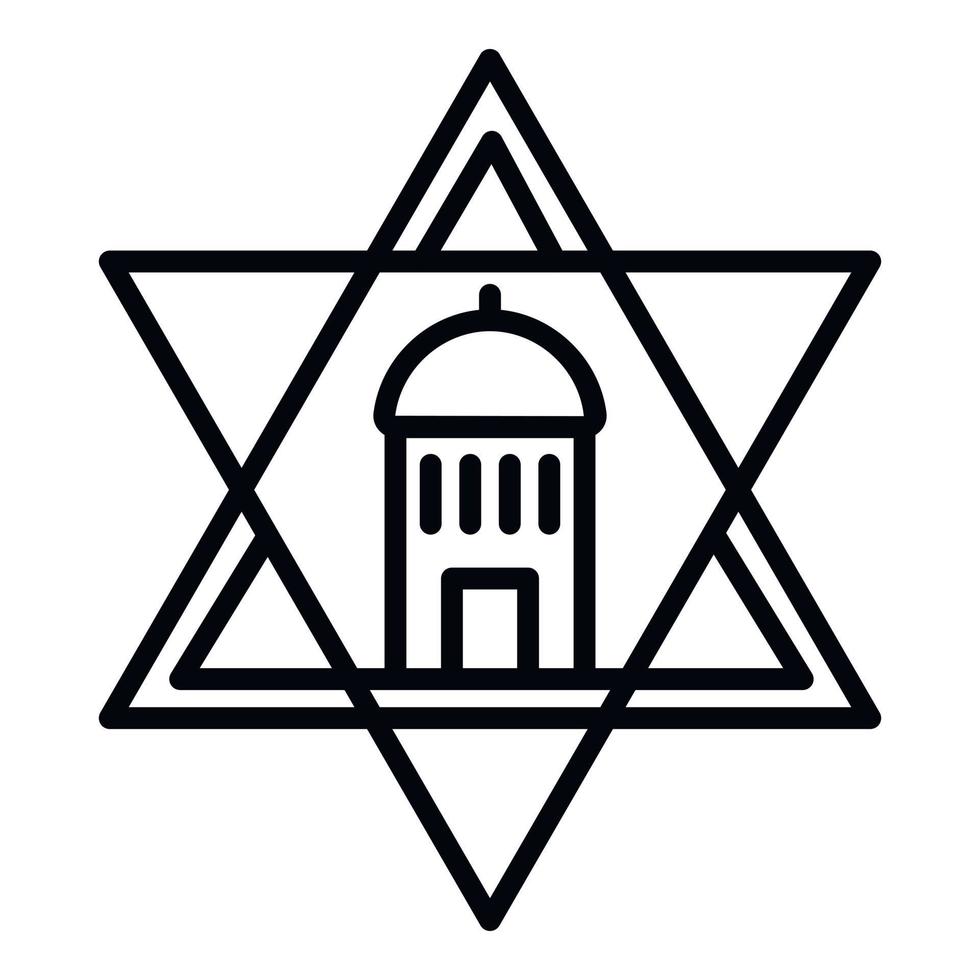 Sternsymbol des jüdischen Tempels, Umrissstil vektor