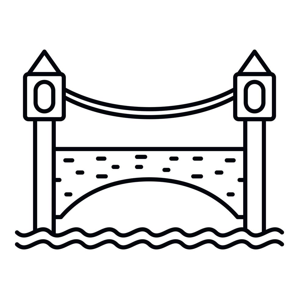 tegel bro ikon, översikt stil vektor
