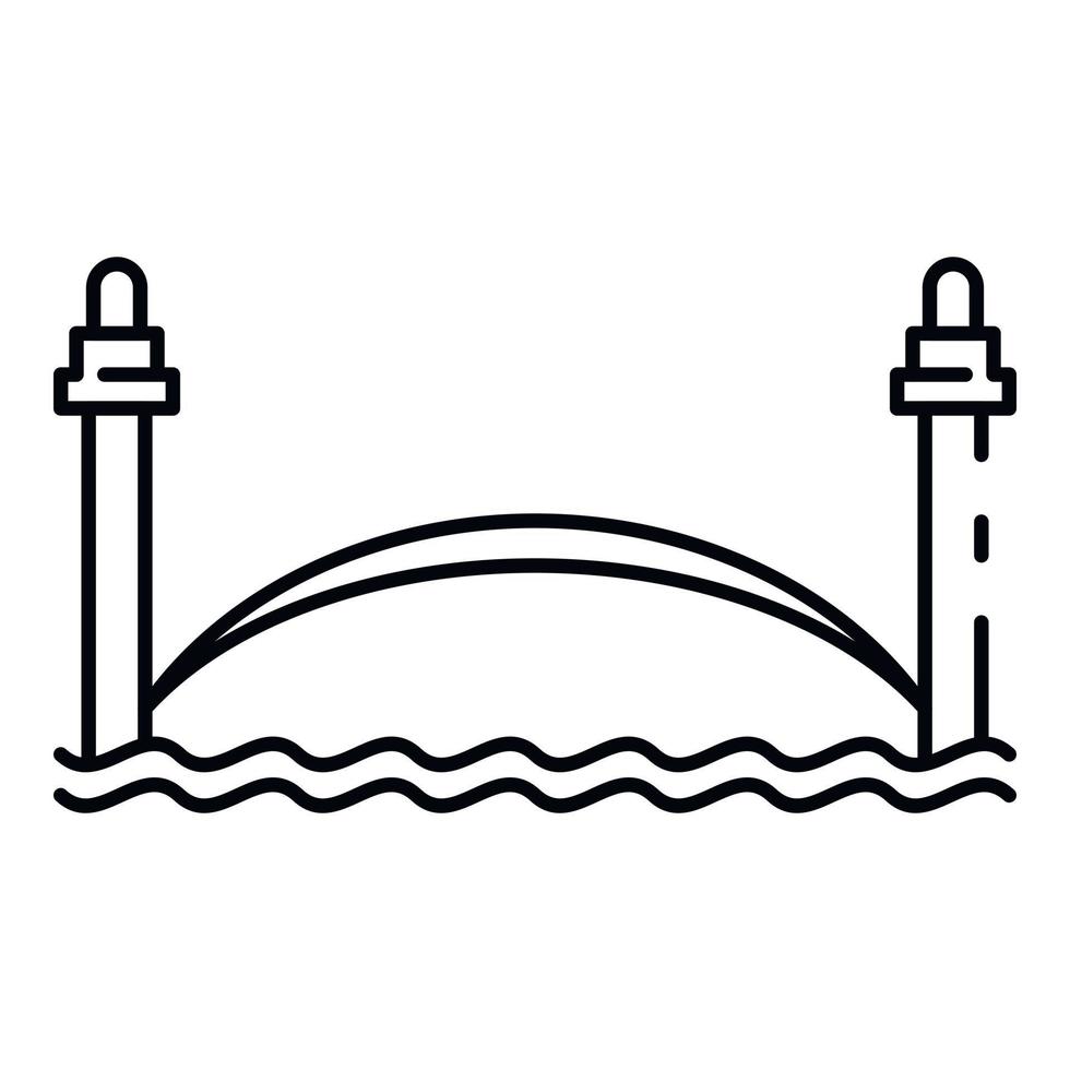 flod stad bro ikon, översikt stil vektor