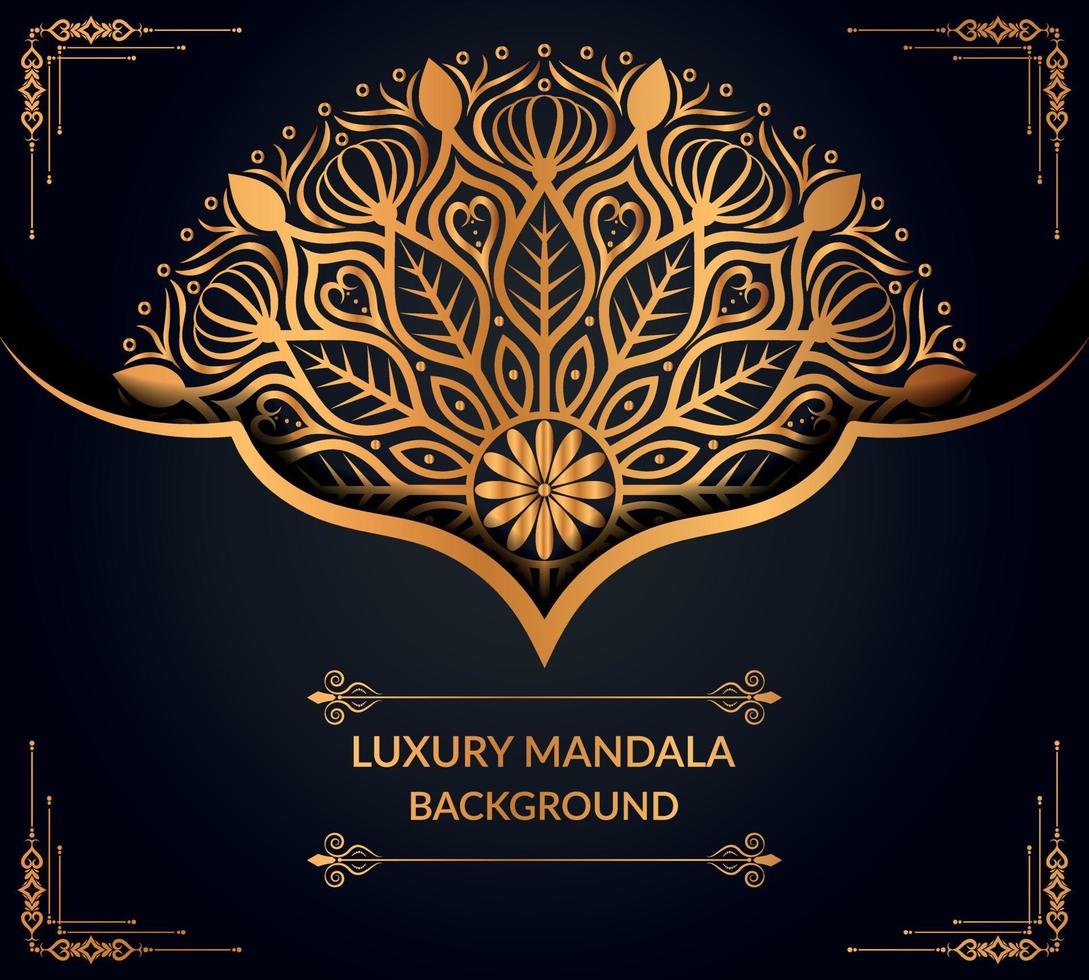 Luxuriöses dekoratives Mandala-Hintergrunddesign mit goldenem Mandala-freiem Vektor