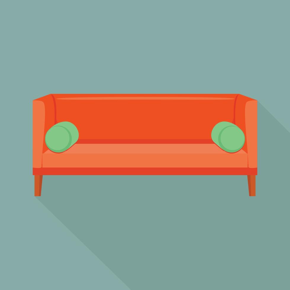 rotes Sofa-Symbol, flacher Stil vektor