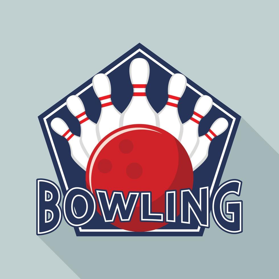 Bowling-Equipment-Logo, flacher Stil vektor