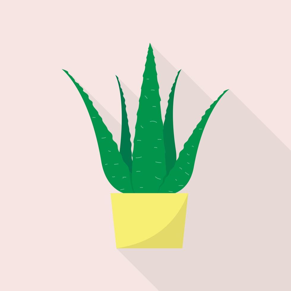 Aloe-Pflanzentopf-Symbol, flacher Stil vektor