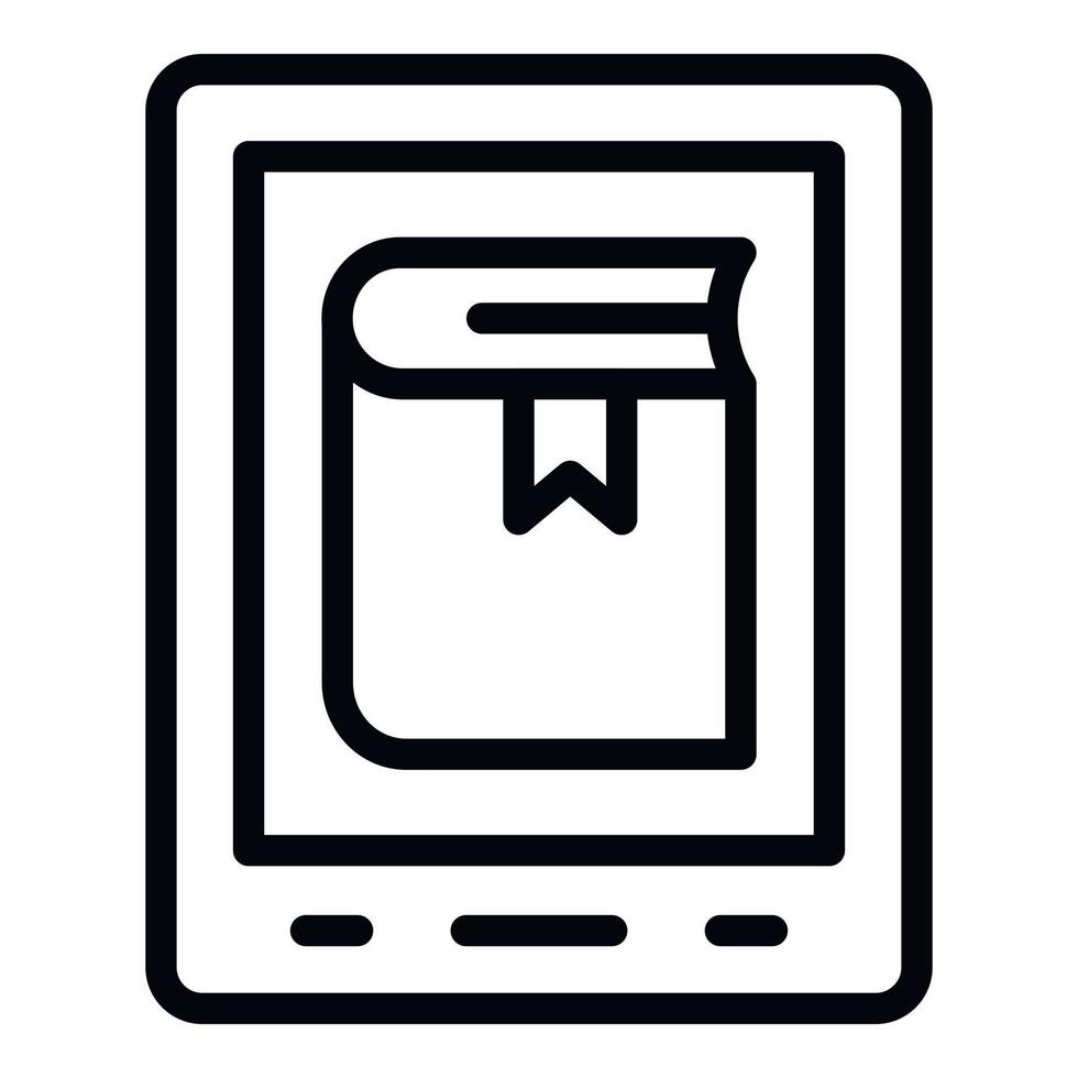 E-Book auf Tablet-Symbol, Umrissstil vektor