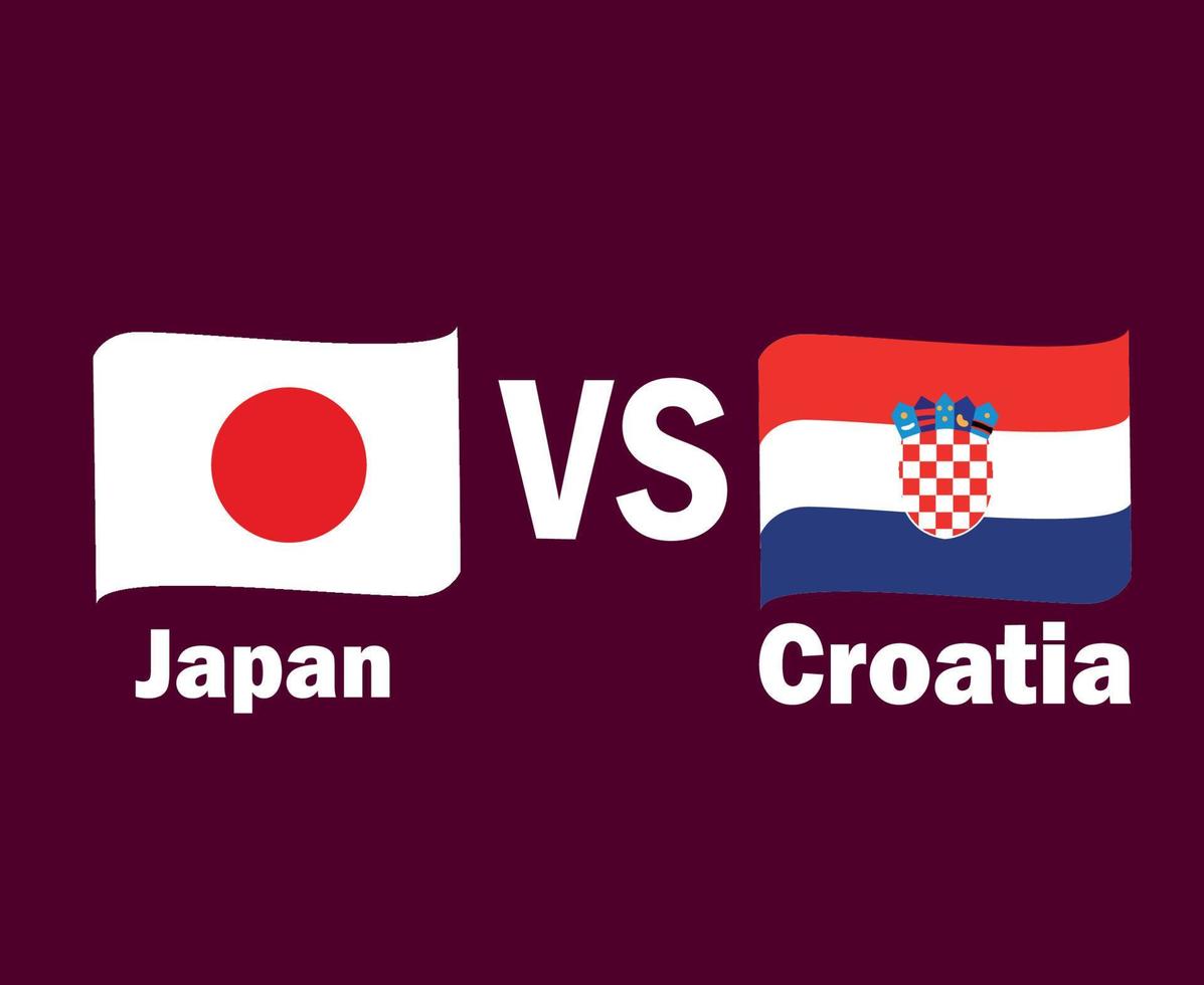 japan och kroatien flagga band med namn symbol design Asien och Europa fotboll slutlig vektor asiatisk och europeisk länder fotboll lag illustration