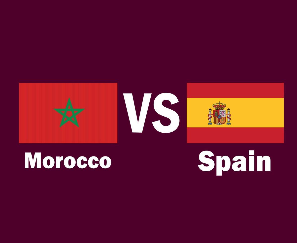 marocko och Spanien flagga emblem med namn symbol design Europa och afrika fotboll slutlig vektor europeisk och afrikansk länder fotboll lag illustration