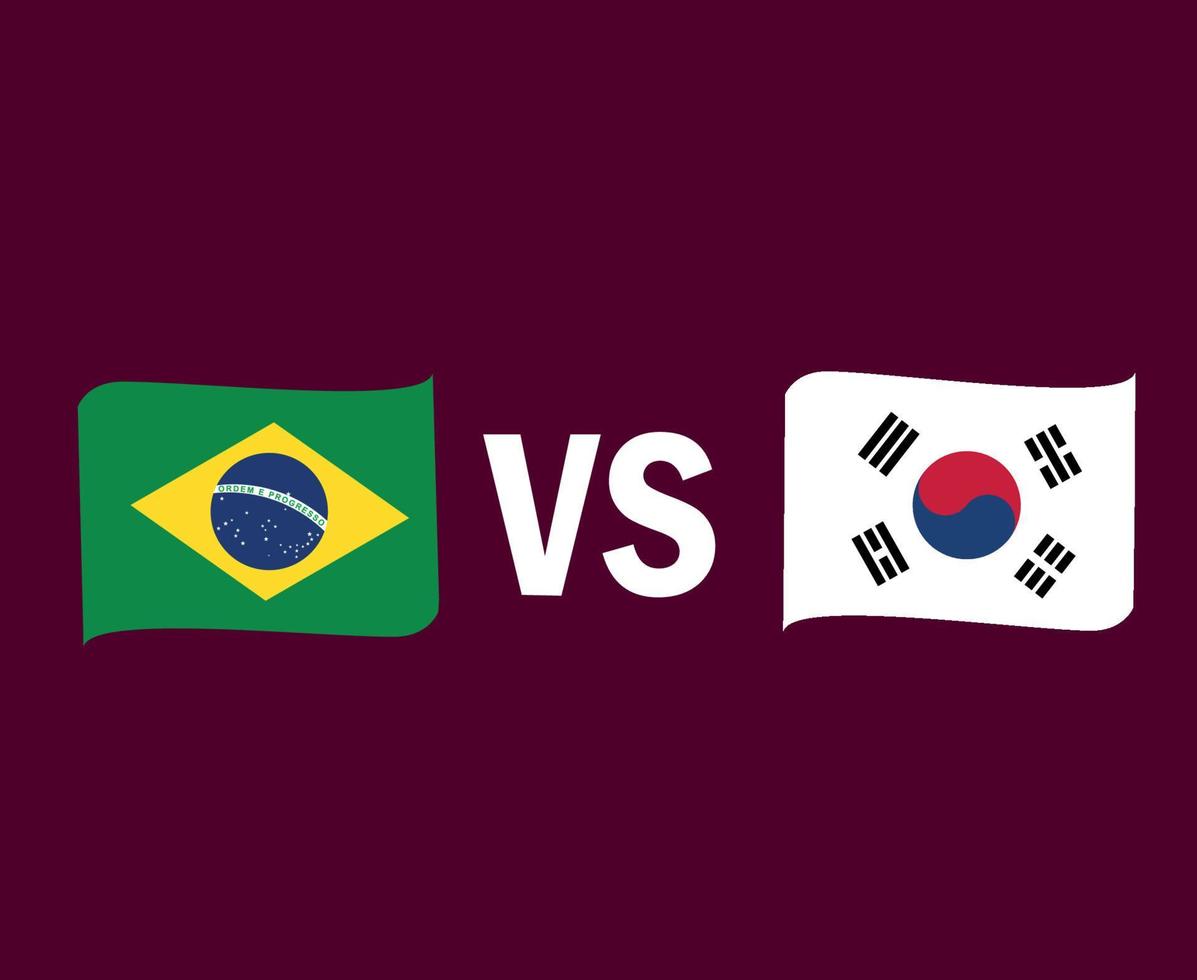 Brasilien och söder korea flagga band symbol design latin Amerika och Asien fotboll slutlig vektor latin amerikan och asiatisk länder fotboll lag illustration