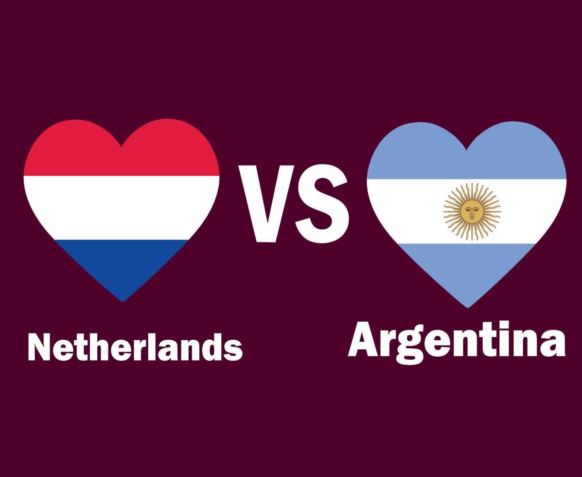 nederländerna och argentina flagga hjärta med namn symbol design latin Amerika och Europa fotboll slutlig vektor latin amerikan och europeisk länder fotboll lag illustration