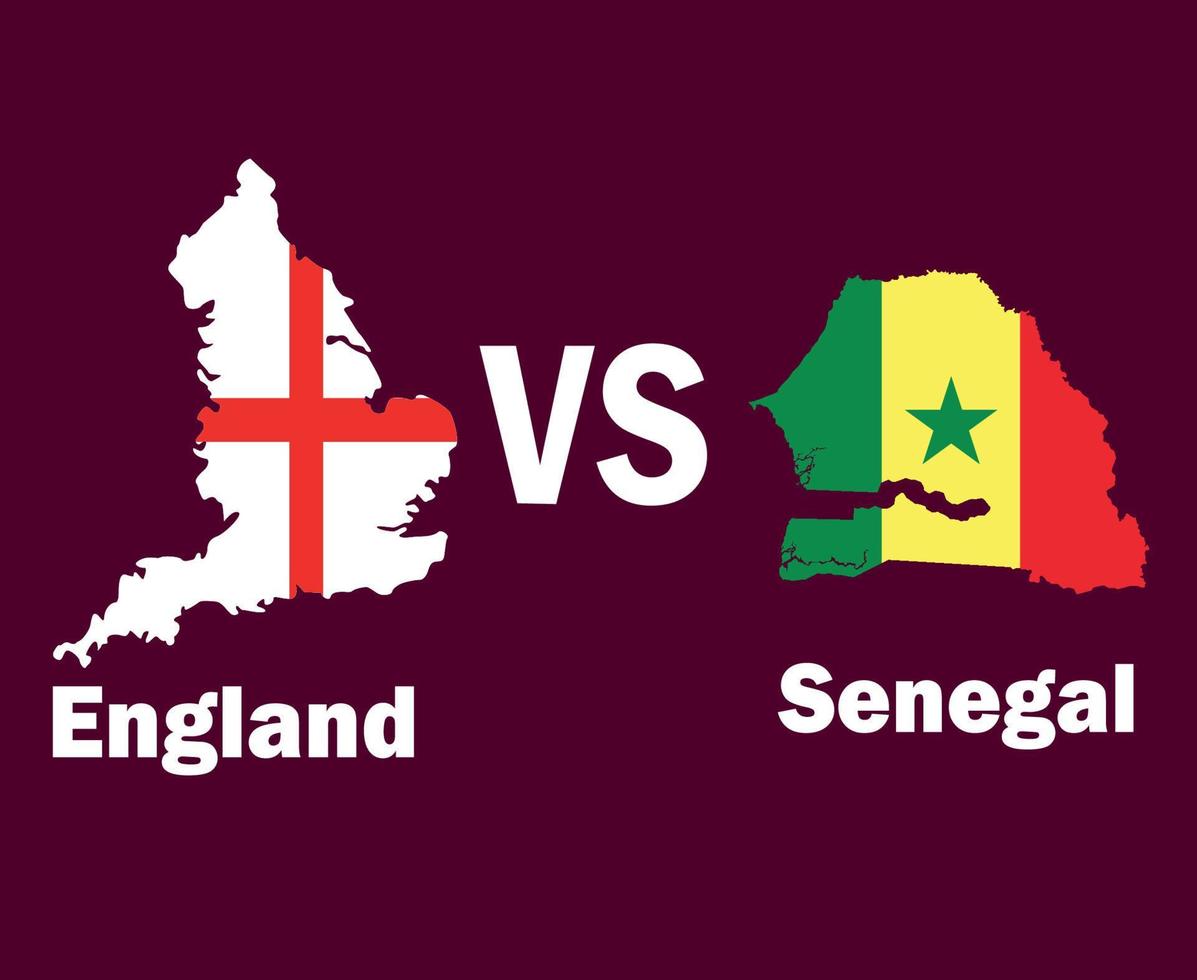 england und senegal kartenflagge mit namen symbol design afrika und europa fußball finale vektor afrikanische und europäische länder fußballmannschaften illustration