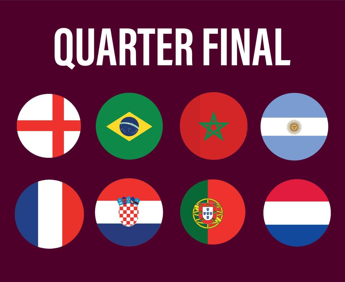 fjärdedel slutlig länder flagga symbol design fotboll slutlig vektor länder fotboll lag illustration