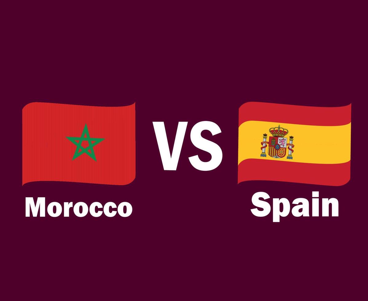 marokko und spanien flaggenband mit namen symbol design europa und afrika fußball finale vektor europäische und afrikanische länder fußballmannschaften illustration