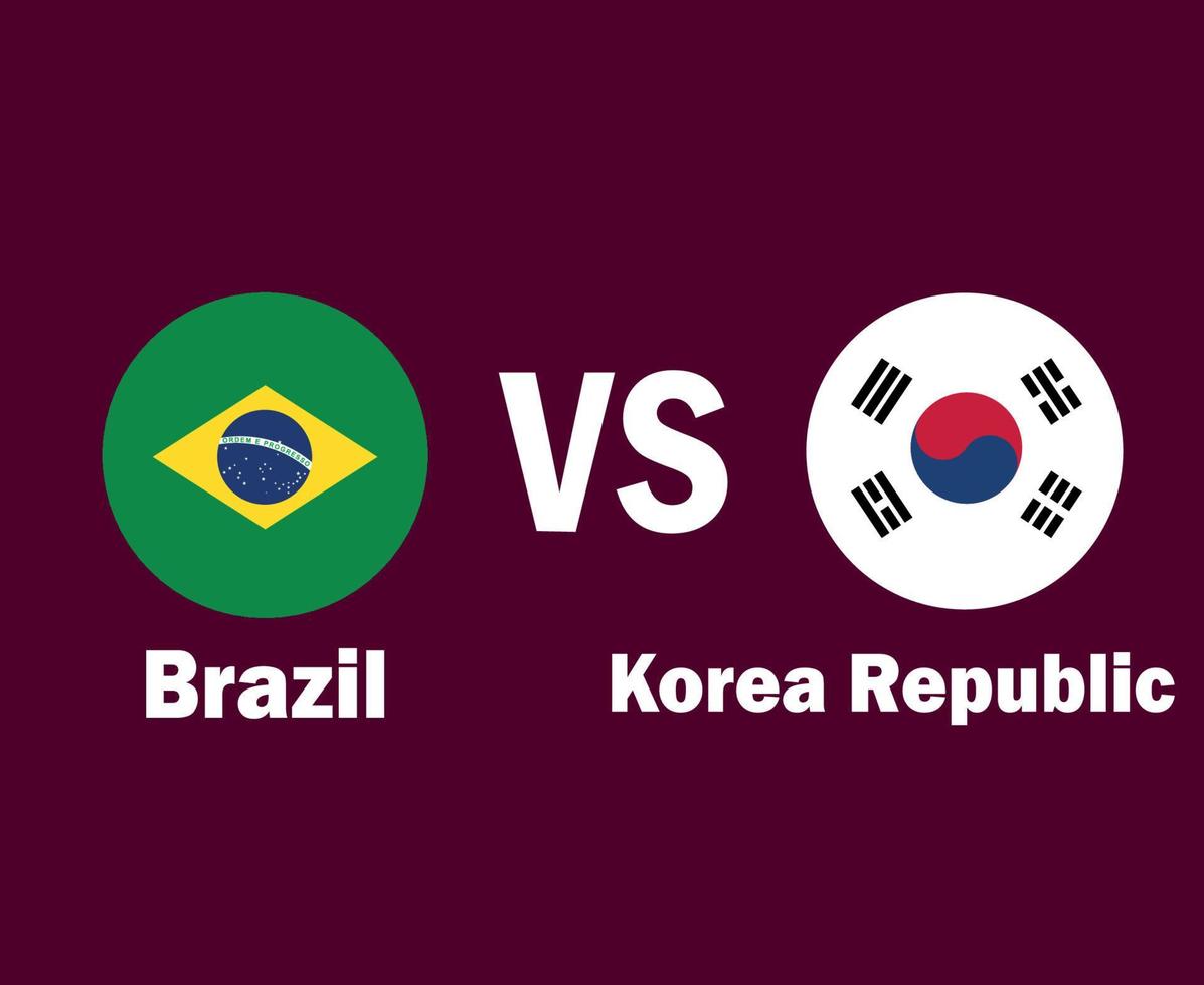 Brasilien och söder korea flagga med namn symbol design latin Amerika och Asien fotboll slutlig vektor latin amerikan och asiatisk länder fotboll lag illustration