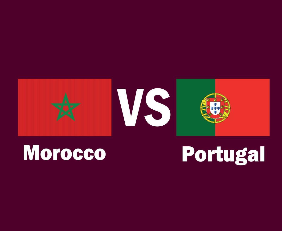 marocko och portugal flagga emblem med namn symbol design Europa och afrika fotboll slutlig vektor europeisk och afrikansk länder fotboll lag illustration
