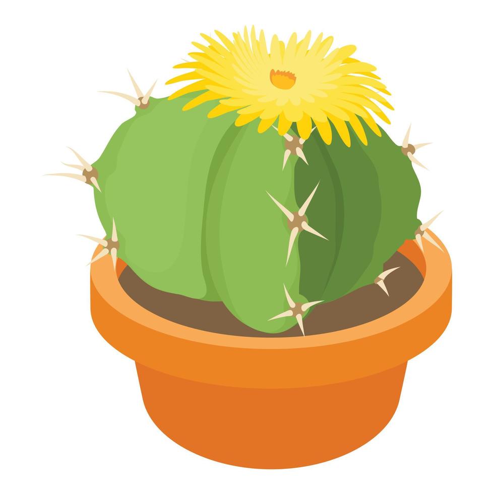 blühende Kaktus-Ikone, Cartoon-Stil vektor